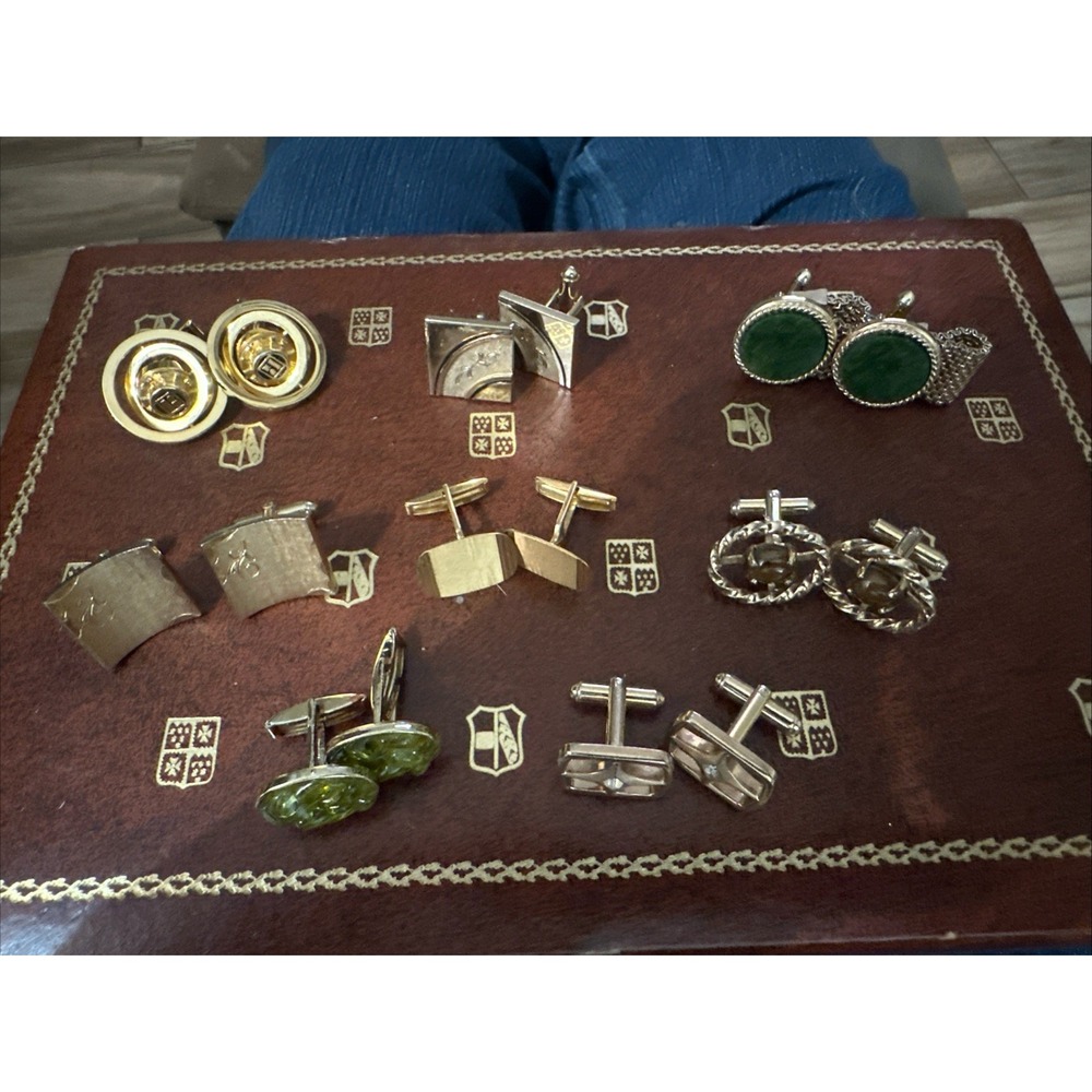 VTG Cufflinks Lot Of 8 pairs Gold Tone